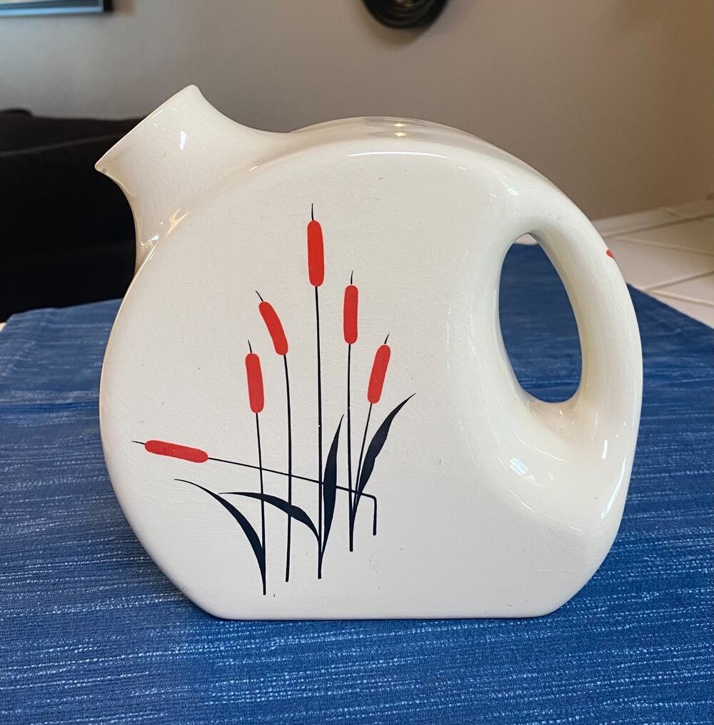 Vintage Universal Potteries Cattail Pitcher Sears Roebuck MCM Oven Proof Jug